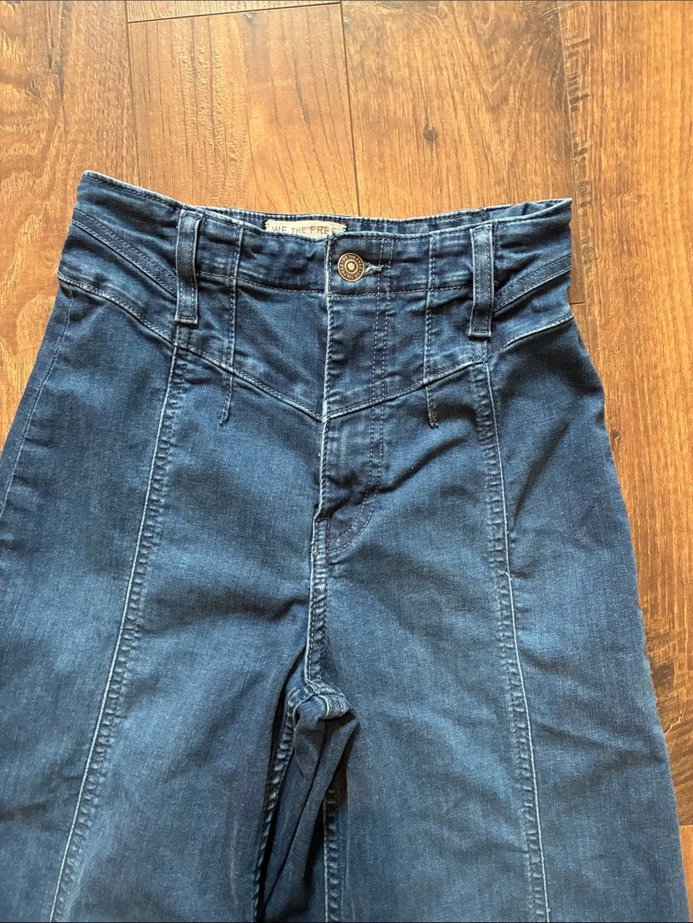 Free People Libre High Rise Wide Leg Jeans — Dark Blue Denim